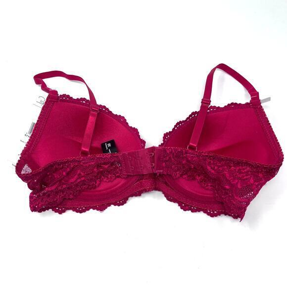 Rene Rofe Push Up Padded‎ Bra Womens 36B Cherry Red Maroon Burgundy Lace NWT - Picture 2 of 4